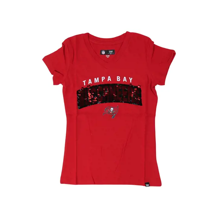 T-shirt à paillettes réversibles NFL Tampa Bay Buccaneers pour filles, taille 22, rouge