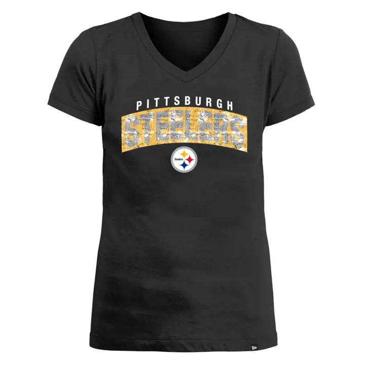 T-shirt Fille Paillettes Réversibles NFL Pittsburgh Steelers 22 Noir