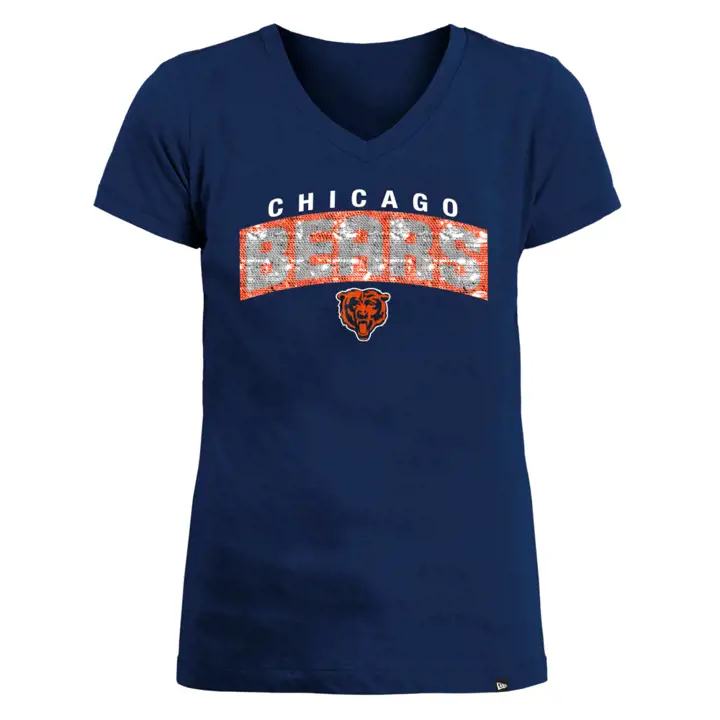 T-shirt réversible à paillettes NFL Chicago Bears pour fille 22 ans, marine