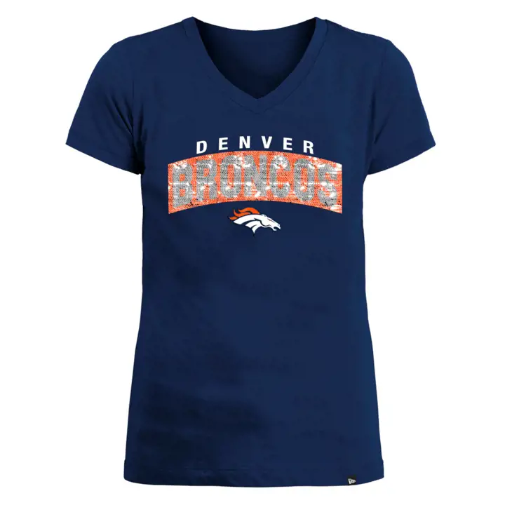 Denver Broncos NFL T-shirt à sequins réversibles pour fille 22 ans, bleu marine