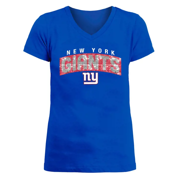 T-shirt NFL New York Giants réversible à sequins pour filles 22 bleu