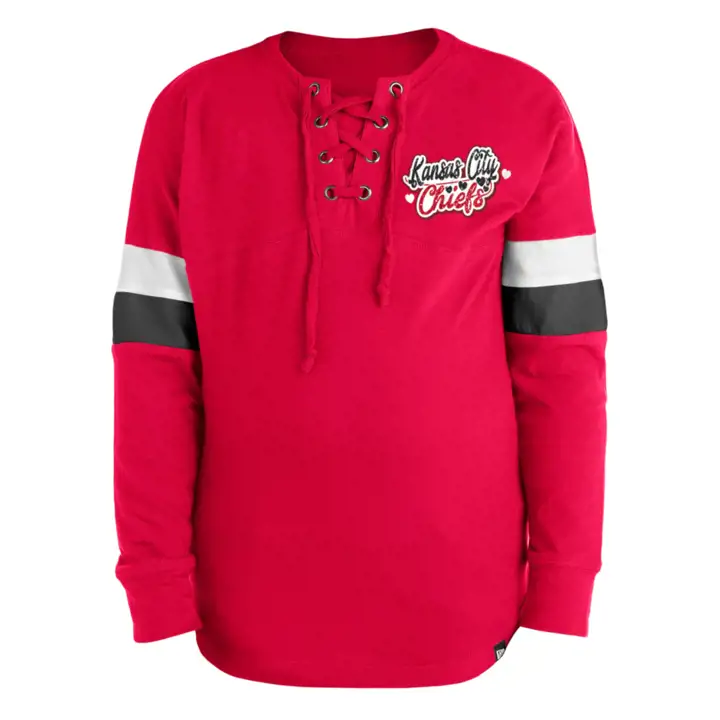 T-shirt Kansas City Chiefs NFL en dentelle à manches longues pour filles 22
