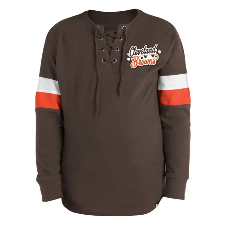 T-shirt à manches longues à lacets Cleveland Browns NFL pour fille 22 br