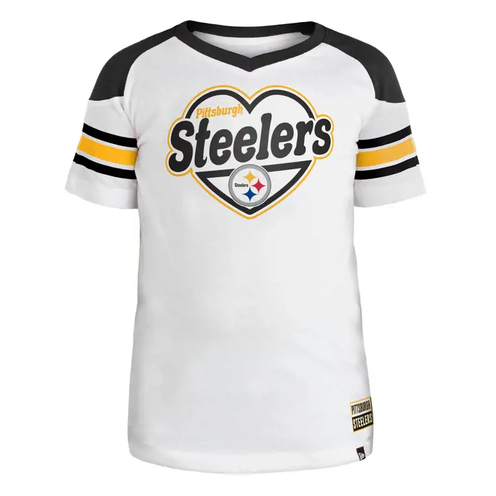 T-shirt NFL rayé sur les manches Pittsburgh Steelers Fille 22 blanc