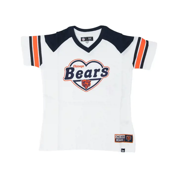 T-shirt à manches rayées NFL pour filles Chicago Bears 22 blanc