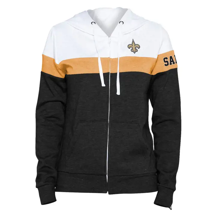 New Orleans Saints NFL Sweat à Capuche Zippé Polaire pour Femme Contraste