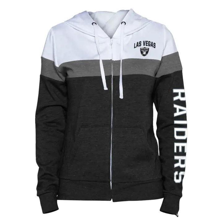 Las Vegas Raiders NFL Sweat à capuche zippé en molleton contrasté pour femme