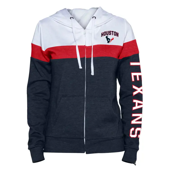 Houston Texans NFL Sweat à capuche zippé en molleton pour femme à capuche contrastée 2