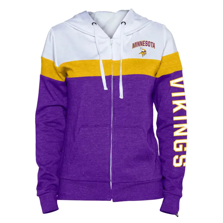 Minnesota Vikings NFL Sweat à capuche zippé en molleton pour femme à capuche contrastée
