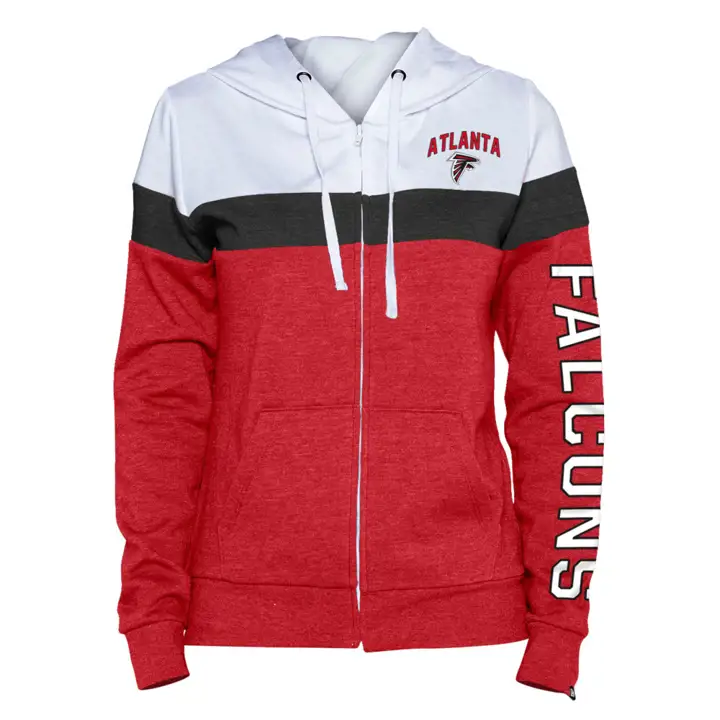 Atlanta Falcons NFL Sweat à Capuche Zippé Polaire pour Femme avec Capuche Contrastante