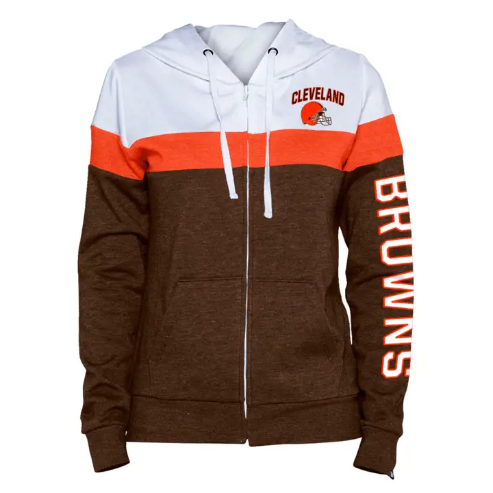 Sweat à capuche zippé en polaire contrastant pour femme NFL Cleveland Browns