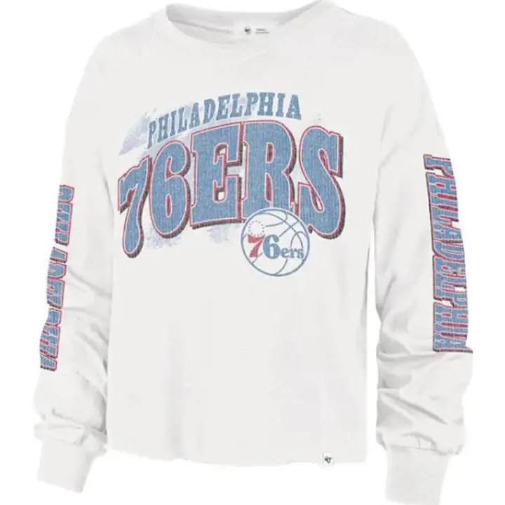 Philadelphia 76ers NBA Femme Parkway Manches Longues 22 BLANC