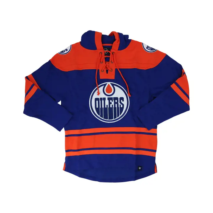 Chandail à capuchon Lacer 47 Superior des Oilers d'Edmonton de la LNH, bleu foncé