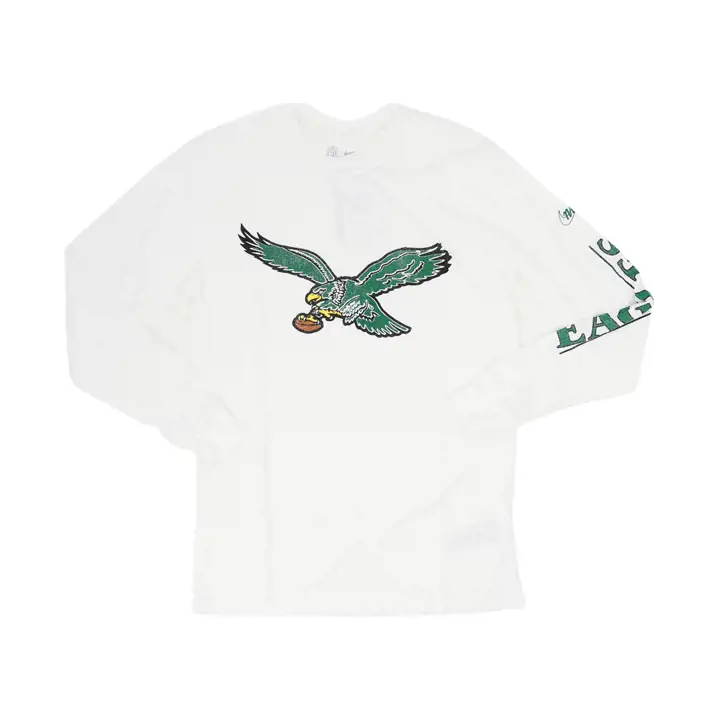 T-shirt à manches longues NFL Rewind avec logo d'équipe PHILADELPHIA EAGLES 22 WHT