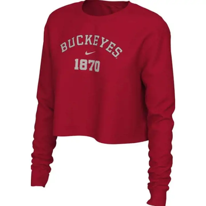 T-shirt court à manches longues pour femme NCAA Ohio State Buckeyes 22 ROUGE