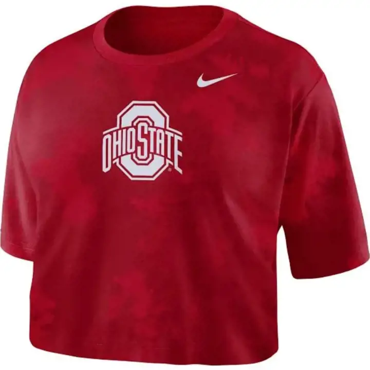 T-shirt court en coton pour femme NCAA Ohio State Buckeyes 22 ROUGE