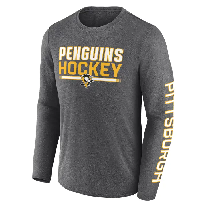 T-shirt à manches longues Pittsburgh Penguins NHL Heather Sweep, anthracite