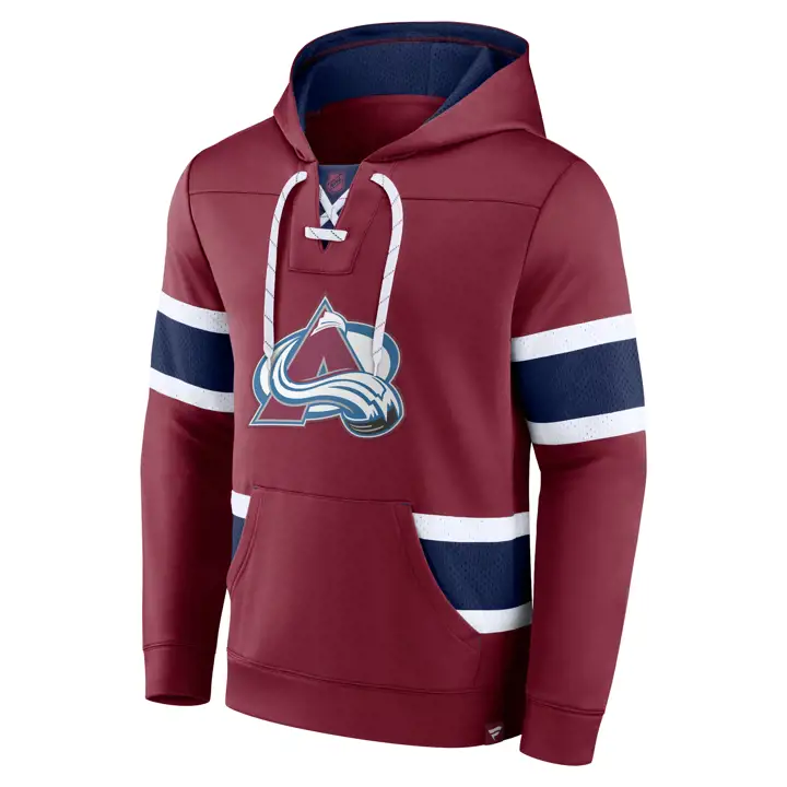 Chandail à capuchon à lacets Colorado Avalanche LNH bleu marine/marron
