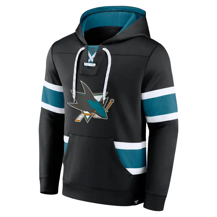 Chandail à capuchon en lacets San Jose Sharks LNH, Powerplay, noir/sarcelle