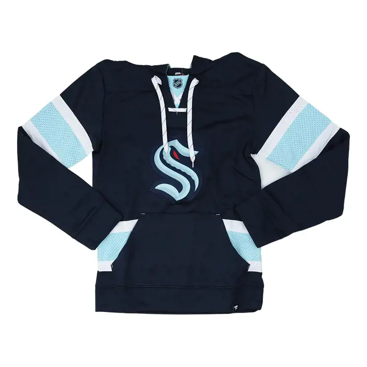 Seattle Kraken NHL Pull à Capuche avec Lacets Powerplay bleu marine/lbl