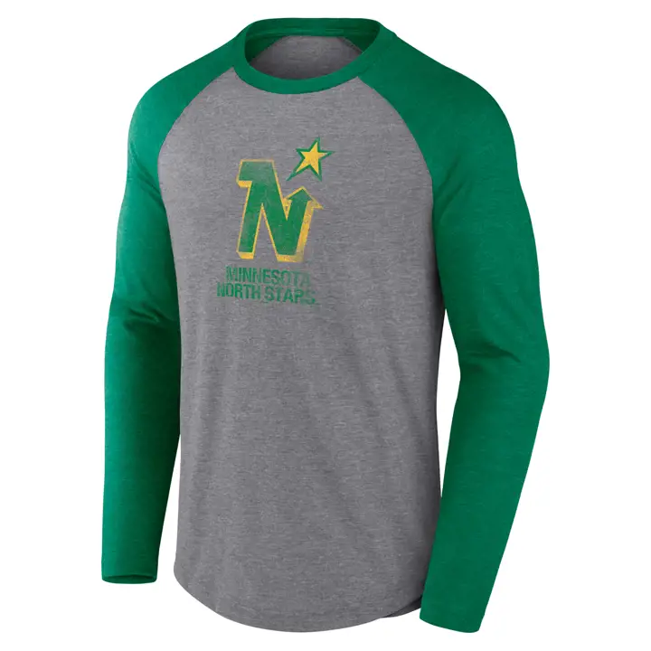Chandail raglan à manches longues et trois tissus Minnesota North Stars – Logo vintage LNH