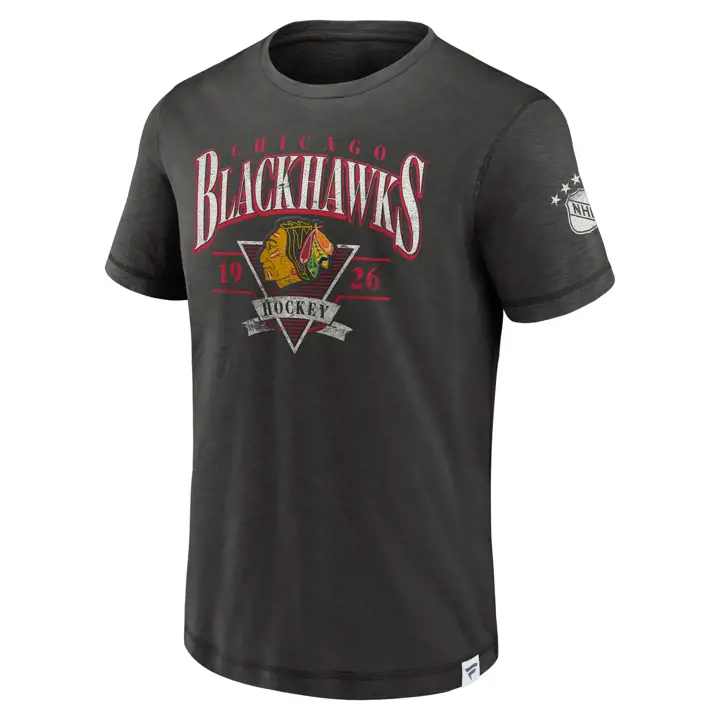 T-shirt Chicago Blackhawks LNH Vintage rehaussé Slub noir