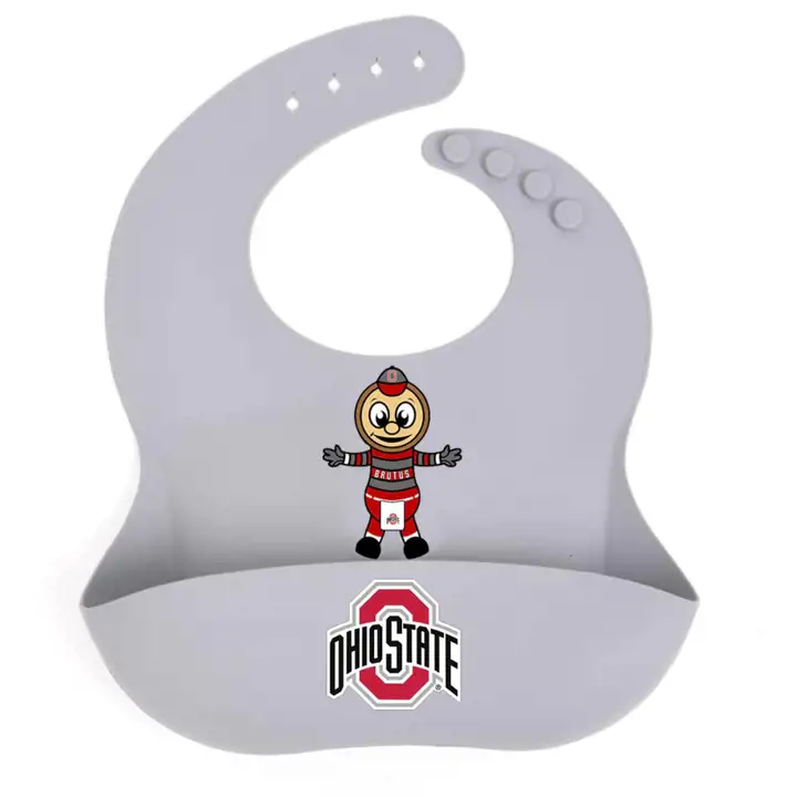 Bavoir en silicone mascotte Ohio St gris/rouge/blanc