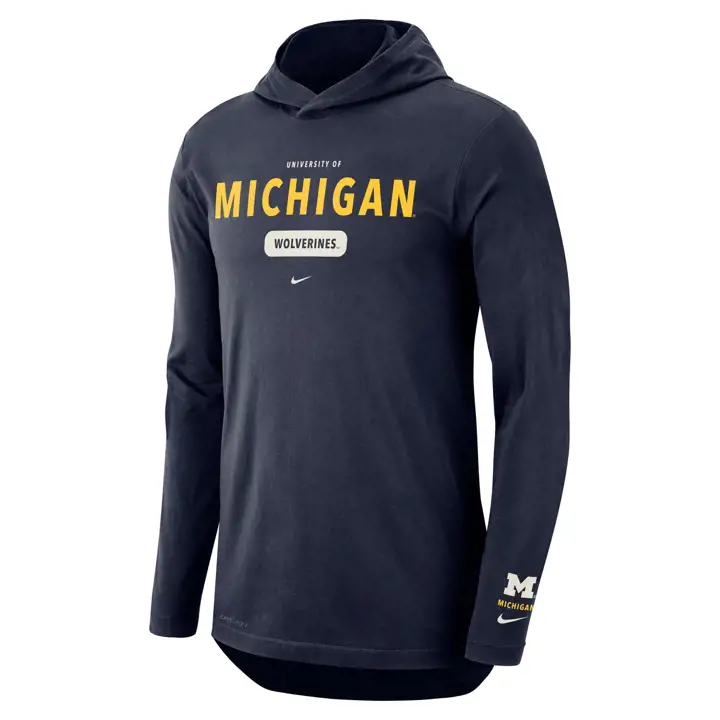 Michigan Wolverines NCAA T-shirt à capuchon manches longues Drifit 22 NAVY