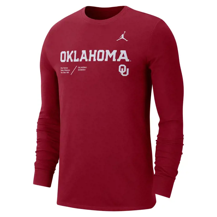 T-shirt à manches longues en coton Dri Fit Oklahoma Sooners NCAA Team Issue 2