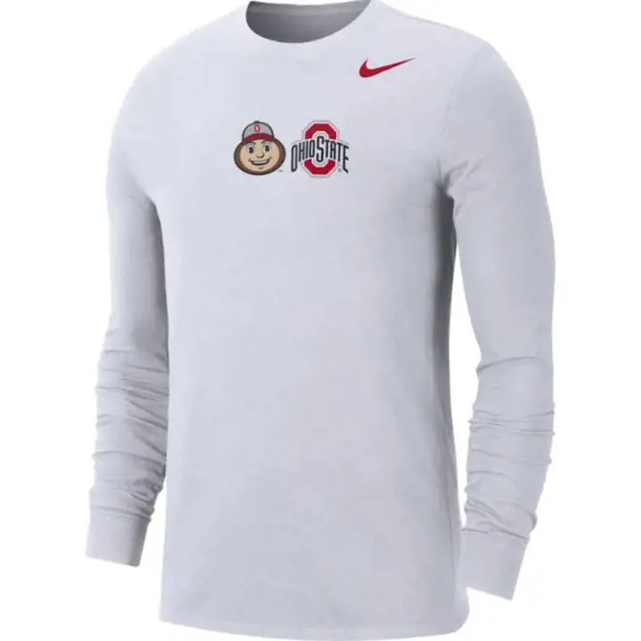 T-shirt à manches longues en coton Ohio State Buckeyes NCAA Cotton Mascot 22 WHT