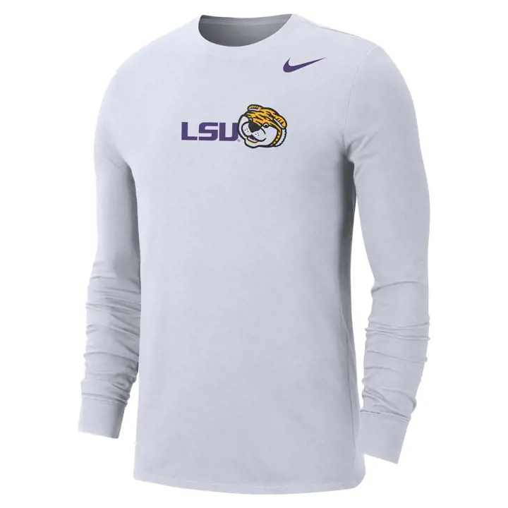 T-Shirt Manches Longues Mascotte L.S.U. NCAA Cotton 22 BLANC