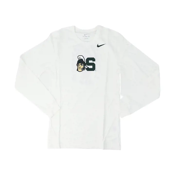 T-shirt à manches longues mascotte en coton NCAA Michigan State Spartans 22 BLANC