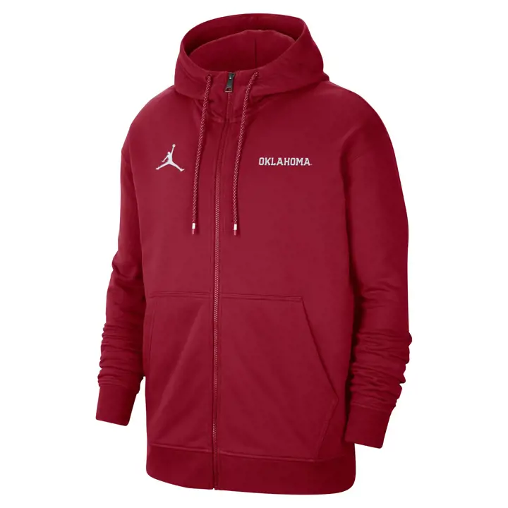 Sweat à capuche zippé en polaire Oklahoma Sooners NCAA Jordan Travel 22 - Crimson