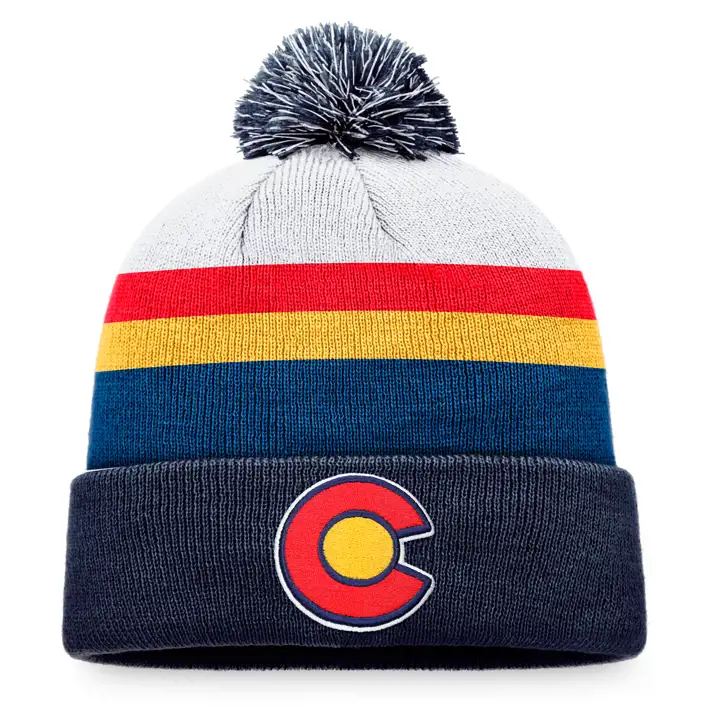 BONNET À POMPON AUTHENTIC PRO CUFF NHL DES COLORADO AVALANCHE, BLEU