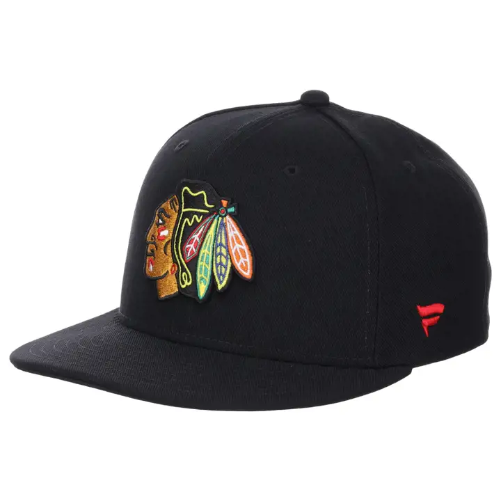 CASQUETTE AJUSTÉE ROUGE DE FAN DES BLACKHAWKS DE CHICAGO LNH