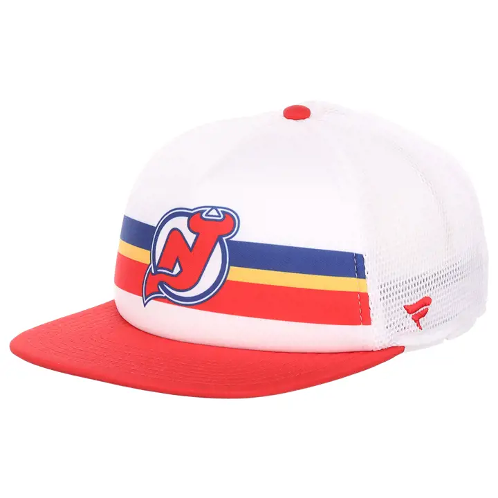 NEW JERSEY DEVILS LNH Casquette de camionneur en mousse à l'avant BLANC