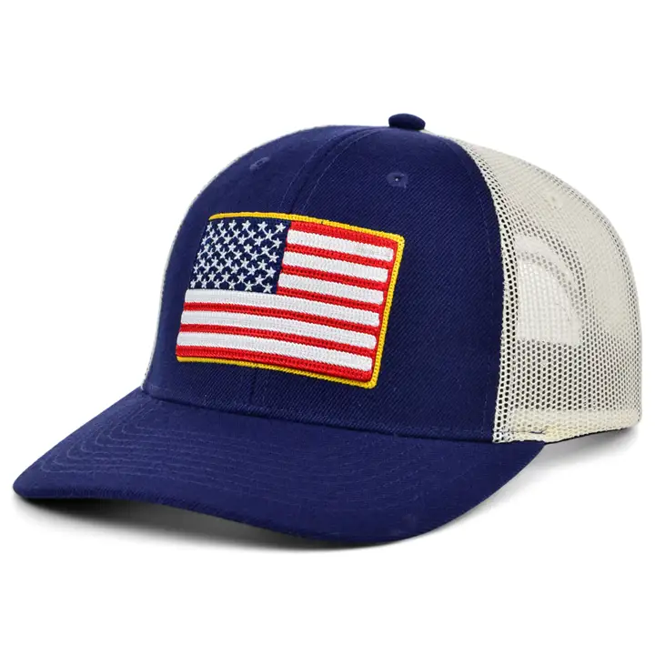Casquette de routier Local Crowns Americana bleu marine/crème drapeau américain