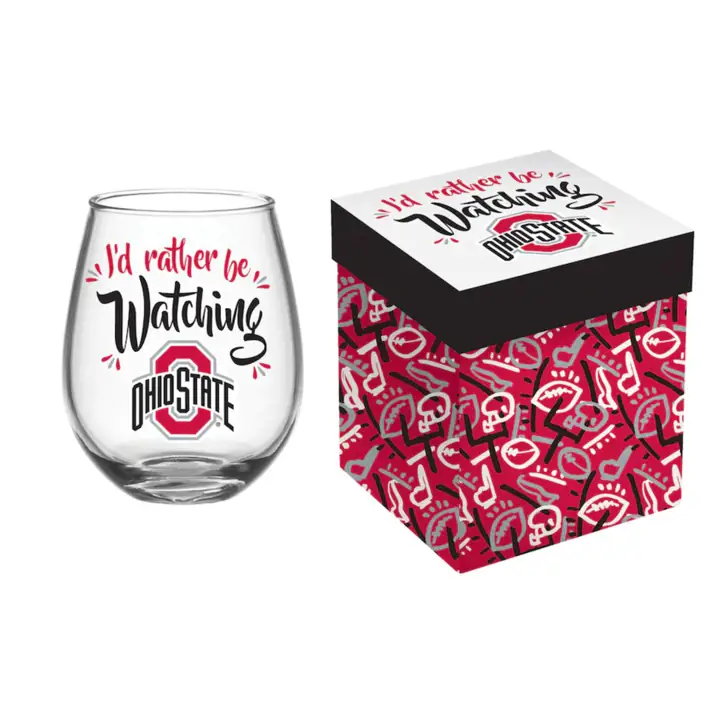 Lot de verres à vin sans pied Ohio State Buckeyes