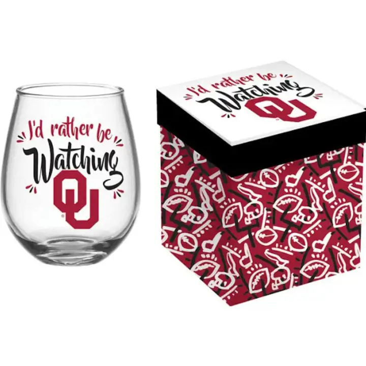 Ensemble de verres à vin sans pied Oklahoma Sooners