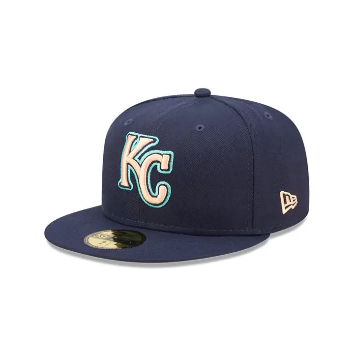 Casquette 59FIFTY KC ROYALS MLB COLOR UV OCEANSIDE PEACH bleu marine/orange 50T