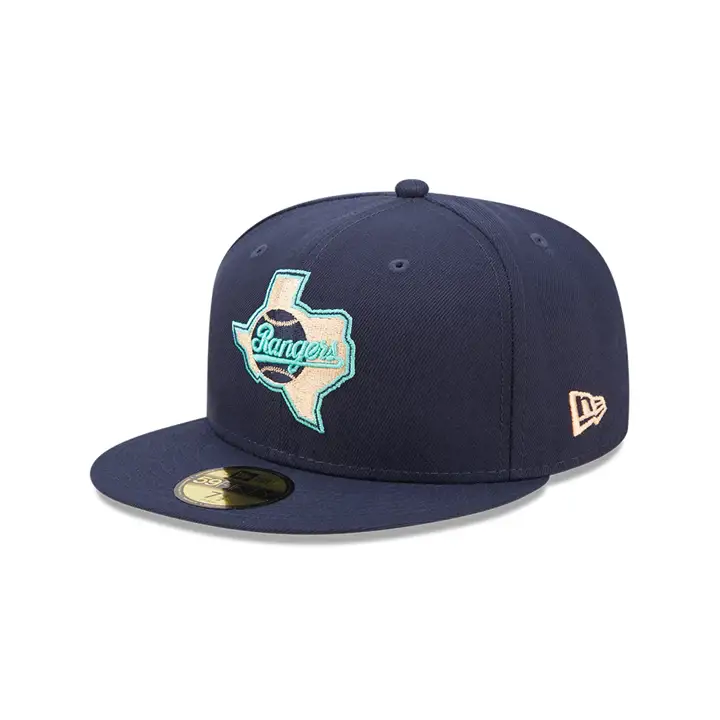 CASQUETTE 59FIFTY MLB TEXAS RANGERS COLOR UV OCEANSIDE PEACH bleu marine/lorg