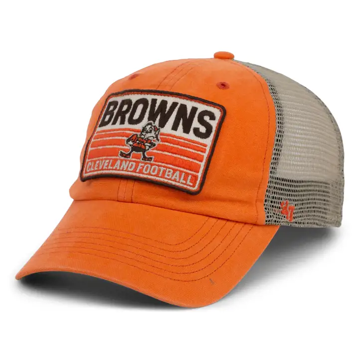 Casquette souple ajustable CLEVELAND BROWNS NFL Four Stroke '47 Clean Up orange et pierre
