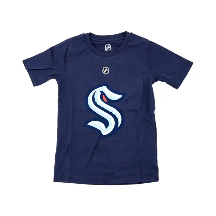 T-Shirt Joueur NHL Jeune Kraken Philipp Grubauer bleu marine