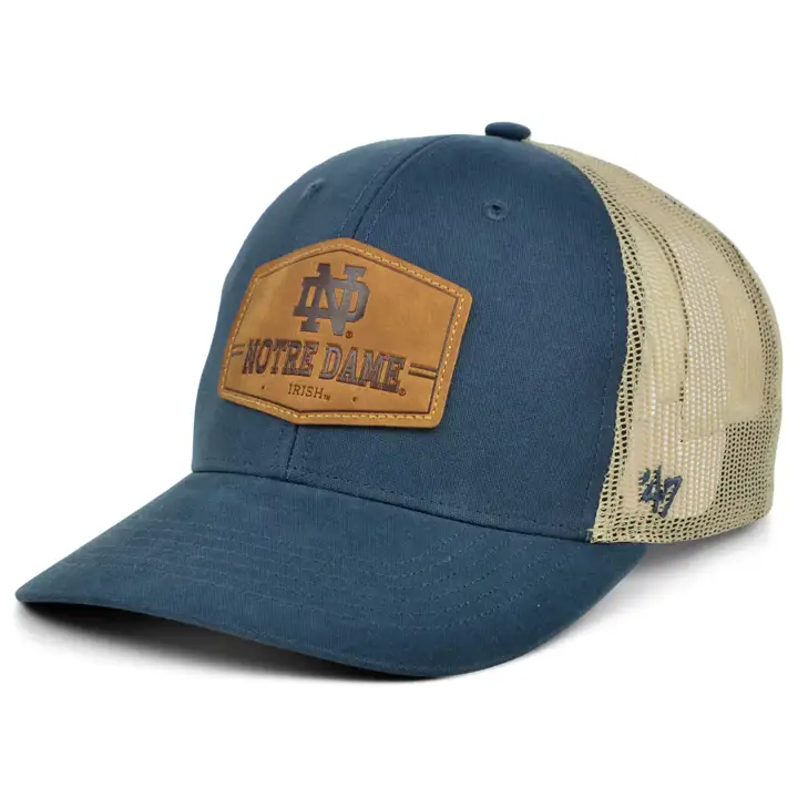 Casquette trucker Notre Dame NCAA en cuir brut '47 Navy