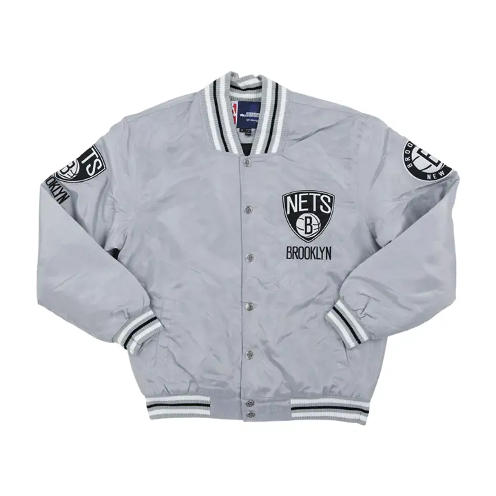 Veste en satin Brooklyn Nets NBA argentée