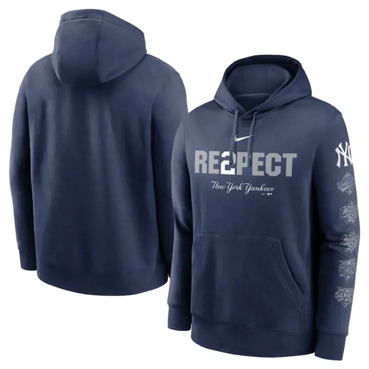 New York Yankees MLB Nike Re2pect Hoodie 22 Derek Jeter Marine