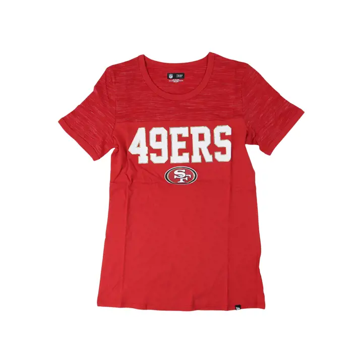 T-shirt ras du cou à manches courtes NFL 49ers pour femme, modèle REVERSE SPACE DYE 22, couleur rouge