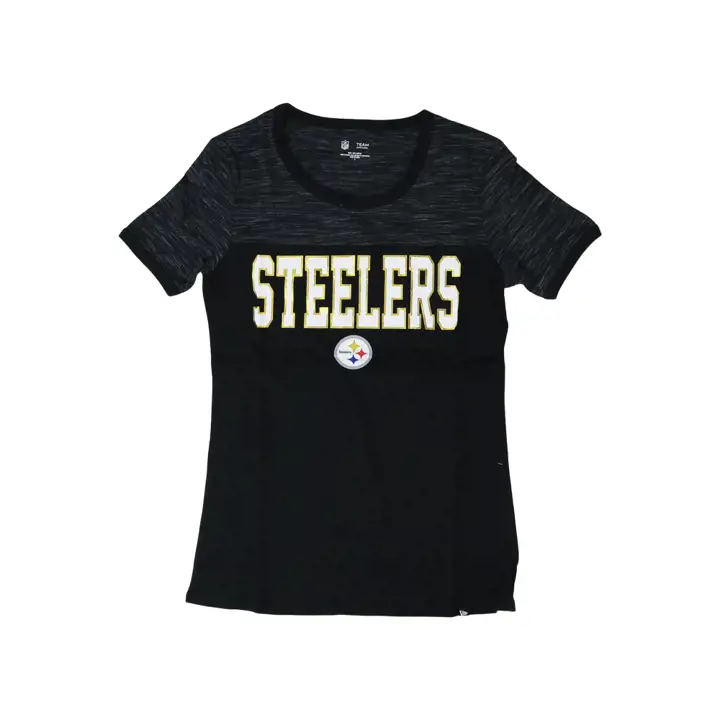 T-shirt ras du cou manches courtes en molleton chiné inversé pour femme Steelers NFL 22