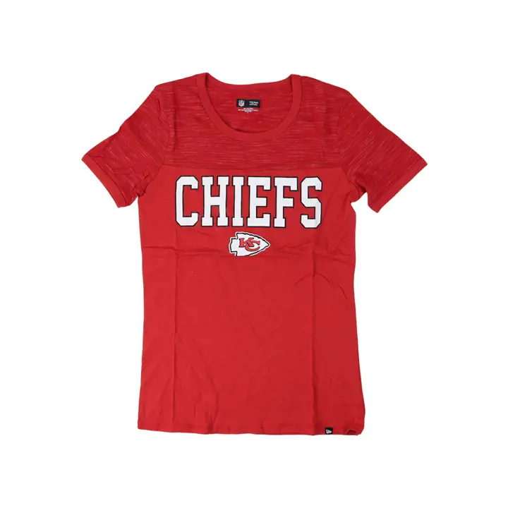 T-shirt à manches courtes et col rond REVERSE SPACE DYE NFL pour femme des Chiefs de Kansas City