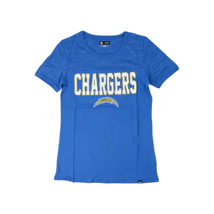 T-shirt ras du cou LA Chargers NFL pour femme à manches courtes REVERSE SPACE DYE